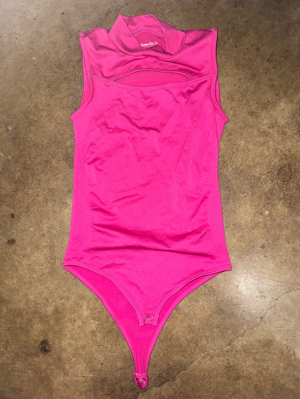 Cotton Candy Hot Pink Sleeveless One-Piece Bodysuit with Cutout